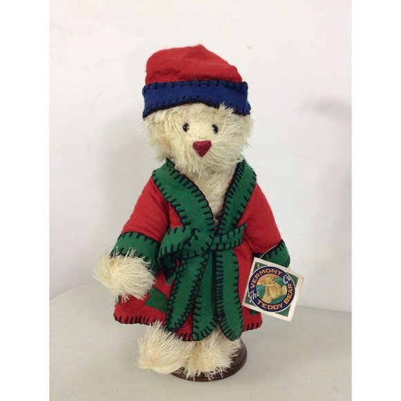 The Vermont Teddy Bear Company Christmas Robe & Hat New - Picture 1 of 7